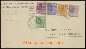74292 - 1929 letter sent by air mail 1. flight to San Juanu in/at Po