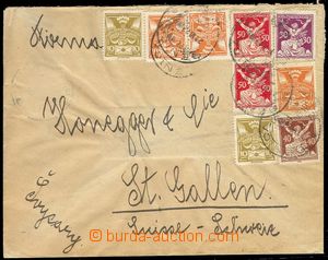 74368 - 1922 dvojitě prošlá dopisní obálka do Švýcarska, nejp