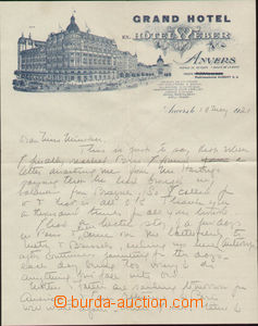 74535 - 1921 hlavičkový dopis, Grand Hotel WEBER Anvers, velmi ozd