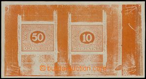 74544 - 1928 trial print 50h + 10CZK, Definitive,  orange color, pap