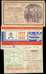 74689 - 1922-38 ČSR I.  sestava 8ks různých losů, 1x s otvory, v