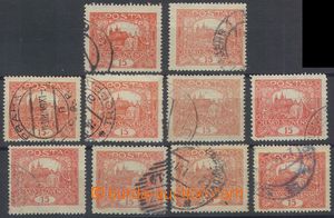 74888 -  Pof.7A+D+F, 15h, comp. 10 pcs of stamps, set pos. with T I.