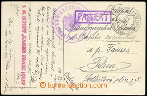 74939 - 1914 S.M.S. KAISER FRANZ JOSEF I., round violet postmark wit