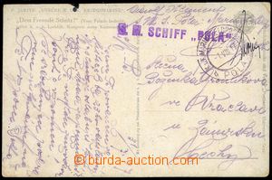 74940 - 1917 S.M. SCHIFF POLA, violet straight line postmark, CDS Fi