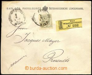 74946 - 1890 R-dopis do Prostějova vyfr. zn. Mi.48, 20Kr, jednozná