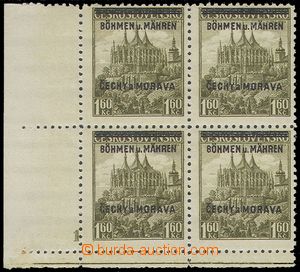 75068 - 1939 Pof.13, Kutná Hora 1,60Kč, rohový 4-blok s DČ1, sv
