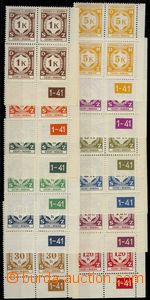 75088 - 1941 Pof.SL1-12, issue I, LR corner blk-of-4, all with plate