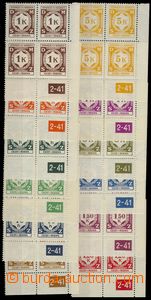 75092 - 1941 Pof.SL1-12, issue I, LR corner blk-of-4, all with plate