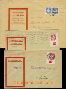 75136 - 1943 SPĚŠNÝ SPIS/ SCHNELLBRIEF, 3ks dopisů s různými f