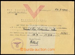 75141 - 1942 printed matter, confirmation to usage car, issued in Š