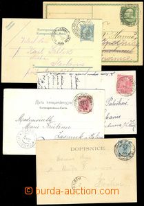 75298 - 1900-16 comp. 5 pcs of entires (2x PC), postmark train post,