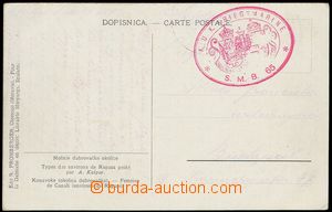 75442 - 1915 S.M.B.65, postcard with oval red coat of arms' postmark
