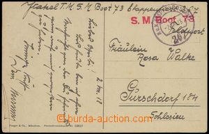 75444 - 1918 S.M.B.73, postcard with line red cancel. then cancel. E