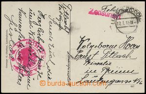 75447 - 1918 S.M.S. NAJADE, postcard with bicircular red cancel. wit