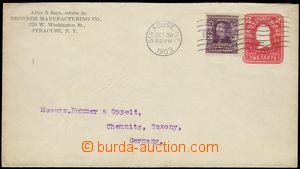 75511 - 1903 postal stationery cover with printed stmp 2c uprated wi