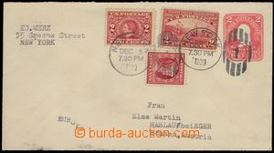 75524 - 1909 postal stationery cover 2c, uprated with stamp Mi.175, 