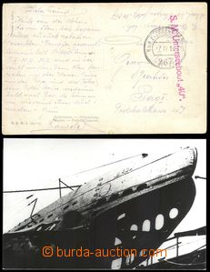 75549 - 1918 S.M.UNTERSEEBOOT 40, red straight line postmark CDS Eta