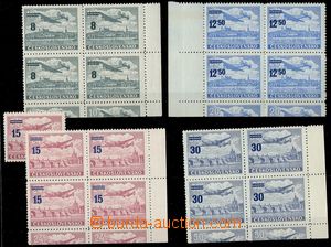 75575 - 1949 Pof.L29-32K, overprint 15Kčs light color, marginal blo