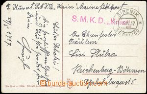 75576 - 1917 S.M.K.D. KNIN, red straight line postmark superb imprin