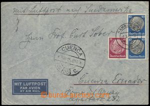 75584 - 1940 air-mail letter to Ecuador, with Hindenburg, Mi.527 2x,