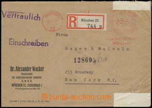 75589 - 1941 commercial Reg letter to USA, franked by meter stmp. Wa