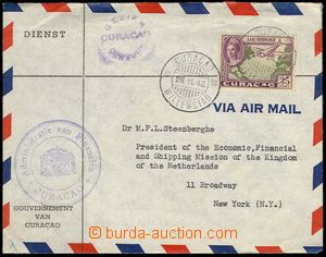 75697 - 1943 official airmail letter to USA, franked with. airmail s