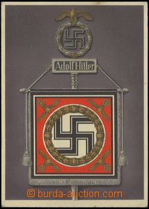 75737 - 1943 banner A. Hitler, color, unsigned, Un post, narubu desc