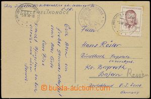 75777 - 1950 CENSORSHIP, postcard to Germany, US Zone, with 3Kčs, C