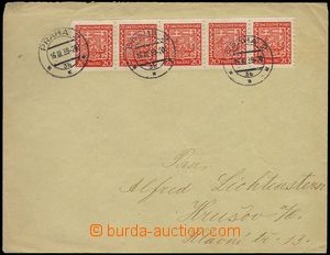 75793 - 1939 letter franked with. Czechosl. stamp. coil- 20h Coat of