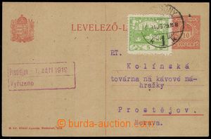 75884 - 1919 CPŘ36, Hungarian PC 10f uprated with stamp 5h St. gree