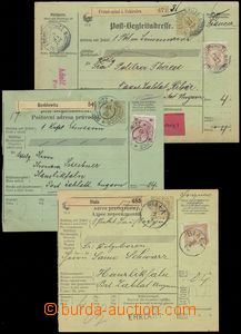 75942 - 1900-06 3ks poštovních průvodek s přitištěným hnědý