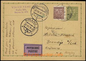 76135 - 1936 CDV49, 50h Coat of arms, to Brandýsa n. L.. and sent b