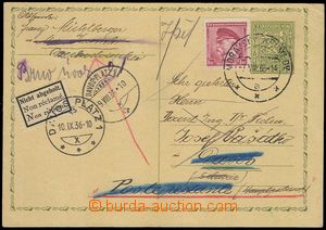 76138 - 1936 CDV49, 50h Coat of arms,  to Switzerland poste restante