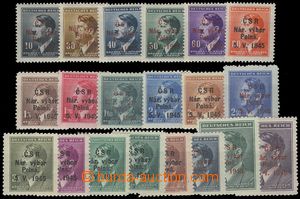 76161 - 1945 POLNÁ  red and black Opt on/for set stamp. Hitler 1942