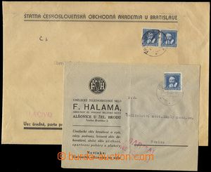 76259 - 1937-38 Komenský 40h, 2ks dopisů s jednoduchou a 2-násobn