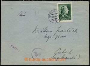 76577 - 1944 dopis zaslaný jako tiskopis do ČaM, vyfr. zn. Alb.98,