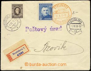 76611 - 1939 R dopis zaslaný mezi poštovními úřady vyfr. zn. Al