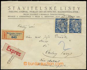 76620 - 1923 R+Ex dopis do Karlových Varů, vyfr. svislou 2-páskou