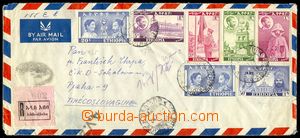 77045 - 1950 Reg and airmail letter to Czechoslovakia with Mi.261 2x
