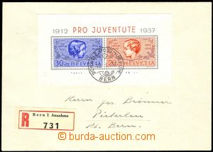 77388 - 1938 R dopis vyfr. aršíkem Mi.Bl.3, DR Schweiz. Postmuseum