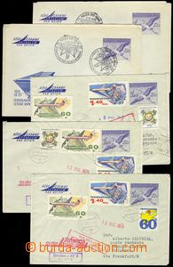 77667 - 1968-74 sestava 15ks prošlých aerogramů, 3x s dofranková