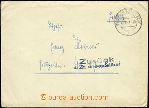 77854 - 1944 dopis adresovaný na FP Nr. 42072E, vráceno zpět s mo