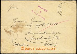 77983 - 1943? C.C. AUSCHWITZ  envelope letter sent from Opava to C.C