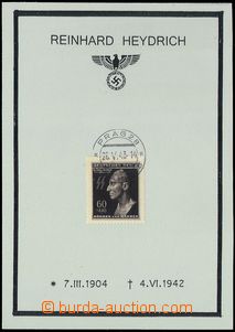 77996 - 1943 pamětní karta soukromého vydání k památce R.Heydr
