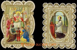 78007 - 1885-?? comp. 2 pcs of saints pictures, color, krajkové mar