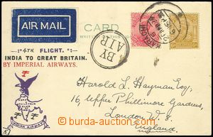 78091 - 1929 Let-lístek do Anglie vyfr. výplatními zn. 1½As 