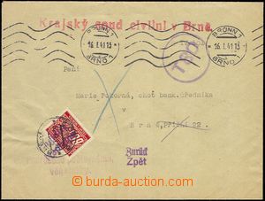 78102 - 1941 dopis služební zásilka po Brně, vráceno, doplatní