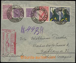 78130 - 1934 Reg and airmail letter to Czechoslovakia franked with. 