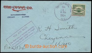 78243 - 1924 airmail letter with Mi.286, CDS CHICAGO/ JUL 1 1924, on