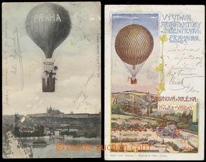 78394 - 1898-1905 2 pcs of Ppc with balloons, 1x Balloon aréna on/f